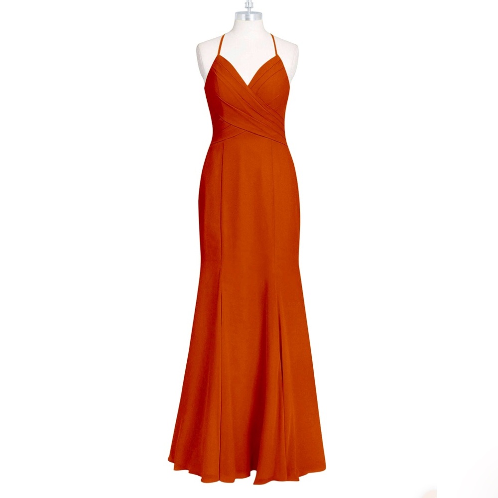 Azazie Carolina Paprika Mermaid Ruched Chiffon Dress Custom Sized